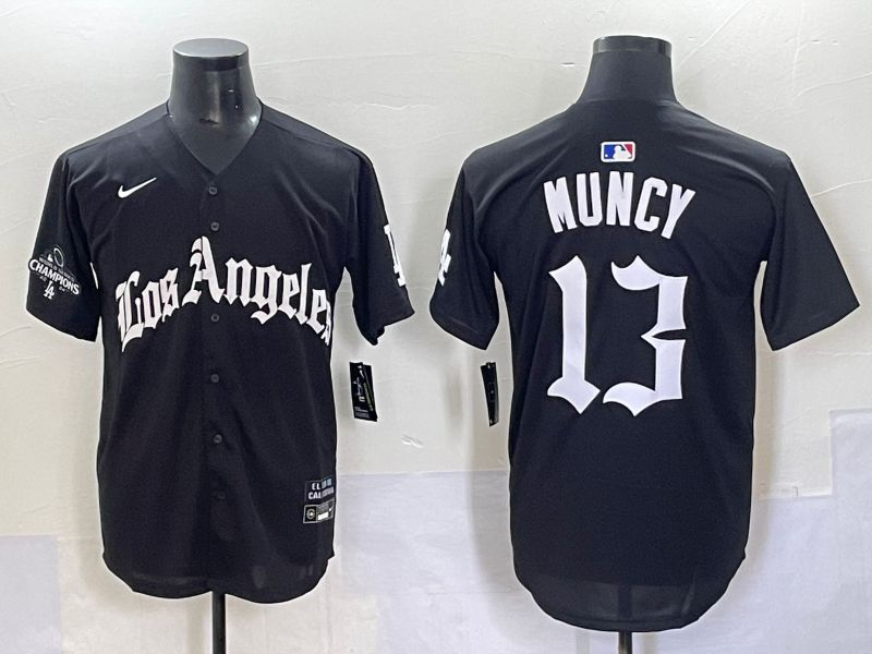 Men 2025 Los Angeles Dodgers #13 Muncy Black Five generations Joint Name Nike MLB Jersey style 2->los angeles dodgers->MLB Jersey